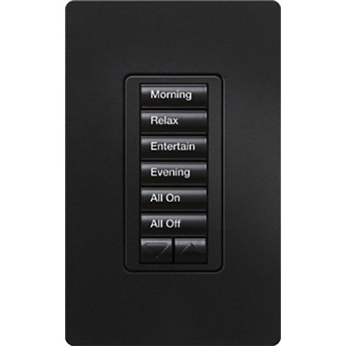 Lutron RRD-W6BRL-MN seeTouch Wall Keypad, Works with RA3 Systems, 6 Button with 1 Raise / Lower, Neutral Required, 120V, Midnight