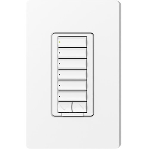 Lutron RRD-W6BRL-SW seeTouch Wall Keypad, Works with RA3 Systems, 6 Button with 1 Raise / Lower, Neutral Required, 120V, Snow White