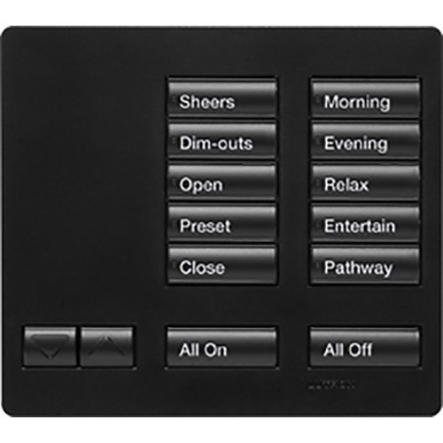 Lutron RR-T10RL-MN RadioRA 2 Tabletop Designer Keypad, Works with RA3 Systems, 10 Button with Raise / Lower, All On and All Off, Midnight