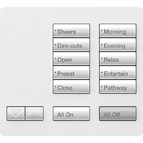 Lutron RR-T10RL-SW RadioRA 2 Tabletop Designer Keypad, Works with RA3 Systems, 10 Button with Raise / Lower, All On and All Off, Snow White