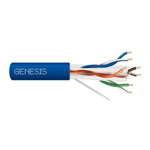 Genesis 51026106 Cat6 Plus Plenum Cable, 500 ft, Blue