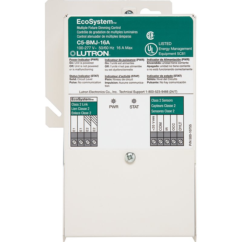 Lutron C5-BMJ-16A EcoSystem Dimming Power Module for 3-Wire Lutron Dimming Ballasts, 16A, 100-277V