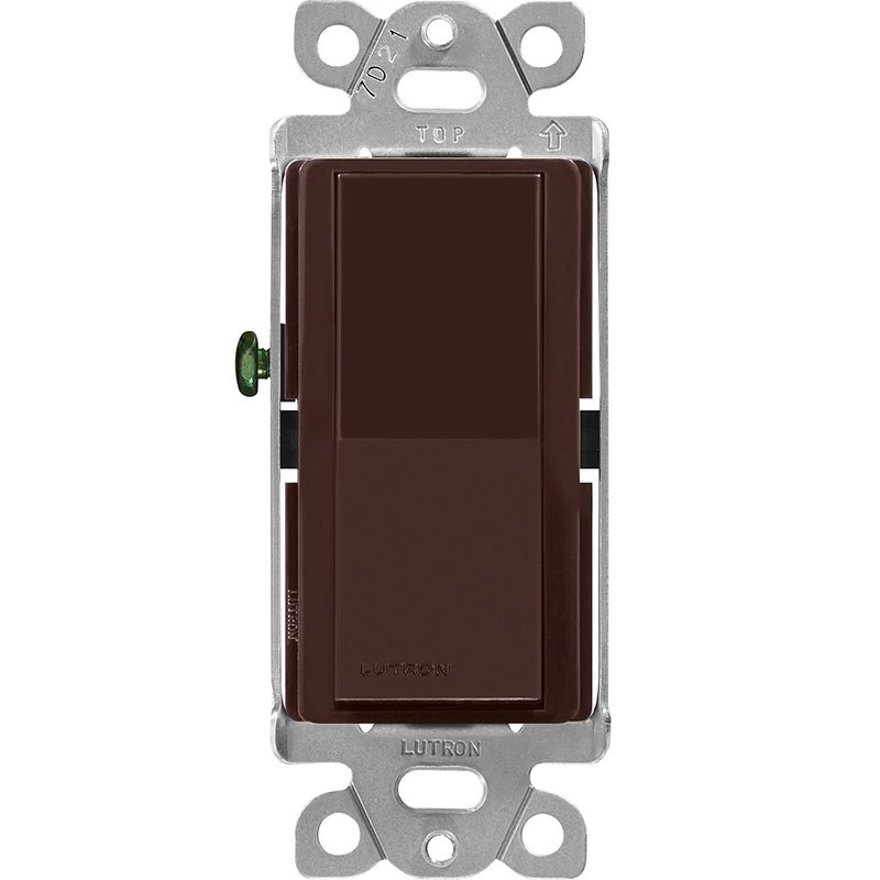 Lutron CA-1PS-BR Claro Single Pole, On / Off Rocker Switch, 15A, Gloss Finish, Brown
