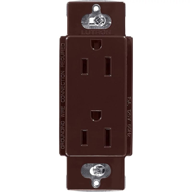 Lutron CAR-15-BR Claro 15A Duplex Receptacle, Decorator-Style Outlet, Gloss Finish, Brown