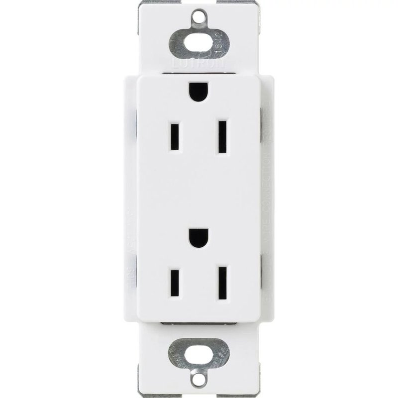 Lutron CARS-15-TR-WH Claro 15A Tamper-Resistant Duplex Receptacle, Decorator-Style Outlet, Gloss Finish, White