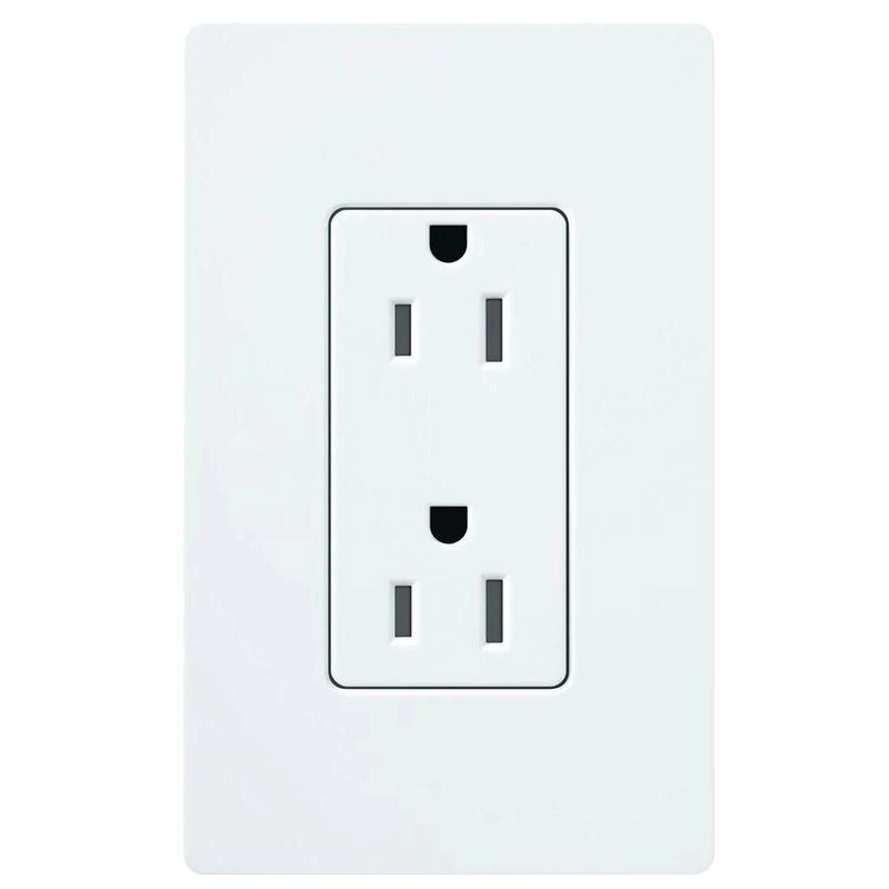 Thumbnail 2 for Lutron CARS-15-TR-WH Claro 15A Tamper-Resistant Duplex Receptacle, Decorator-Style Outlet, Gloss Finish, White