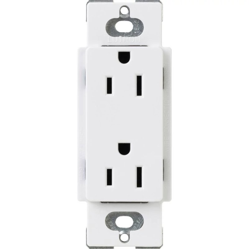 Lutron CAR-15-WH Claro 15A Duplex Receptacle, Decorator-Style Outlet, Gloss Finish, White
