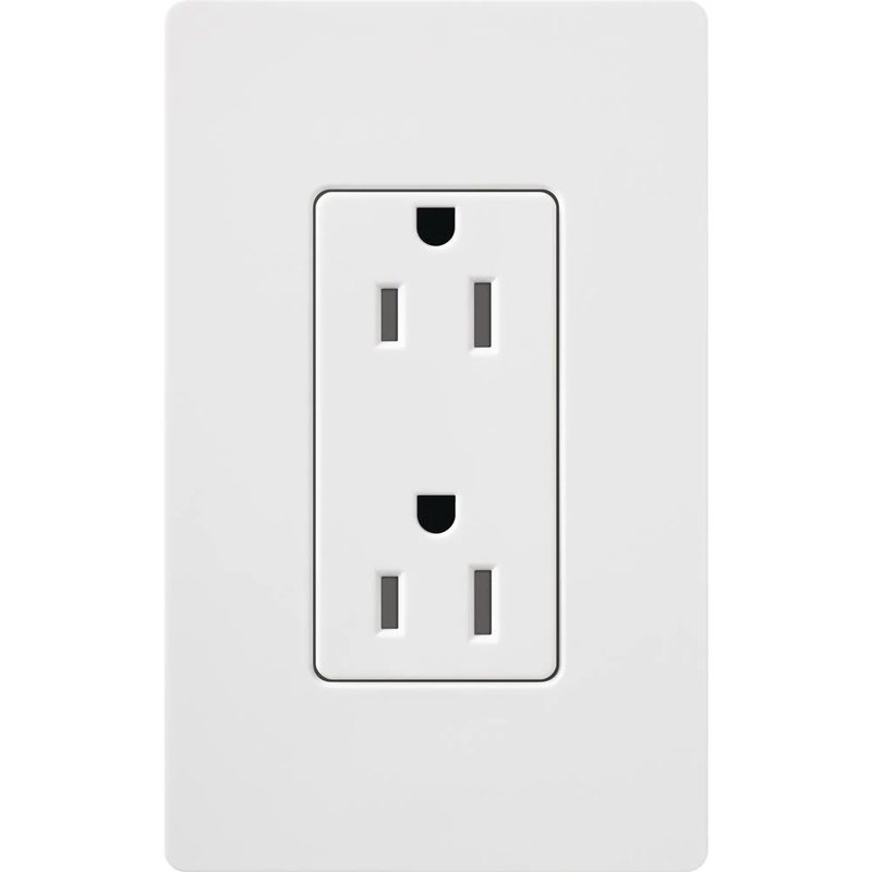 Thumbnail 2 for Lutron CAR-15-WH Claro 15A Duplex Receptacle, Decorator-Style Outlet, Gloss Finish, White