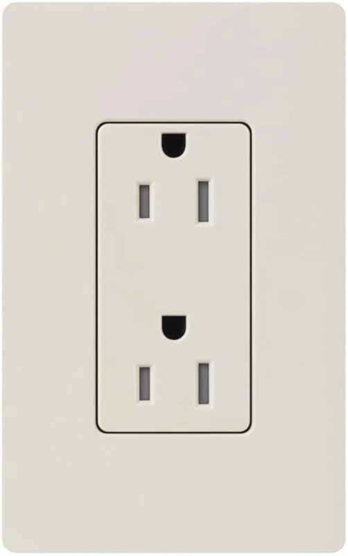 Thumbnail 2 for Lutron CARS-15-TR-LA Claro 15A Tamper-Resistant Duplex Receptacle, Decorator-Style Outlet, Gloss Finish, Light Almond