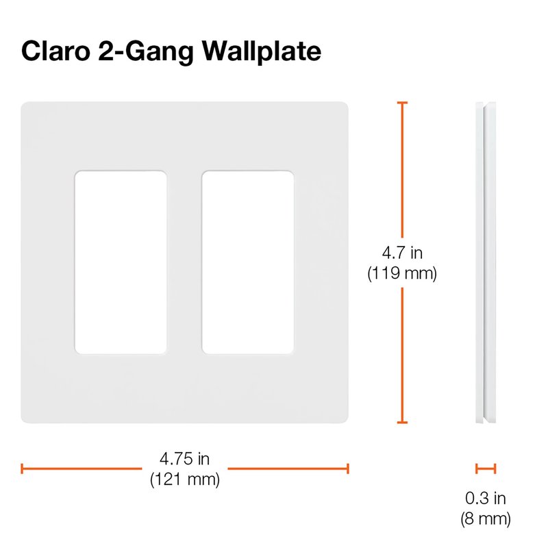 Thumbnail 2 for Lutron CW-2-BL Claro 2 Gang Wall Plate for Decorator / Designer Paddle Switches and Dimmers, Gloss Finish, Black