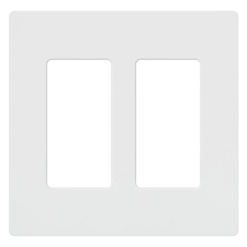 Lutron CW-2-WH Claro 2 Gang Wall Plate for Decorator / Designer Paddle Switches and Dimmers, Gloss Finish, White
