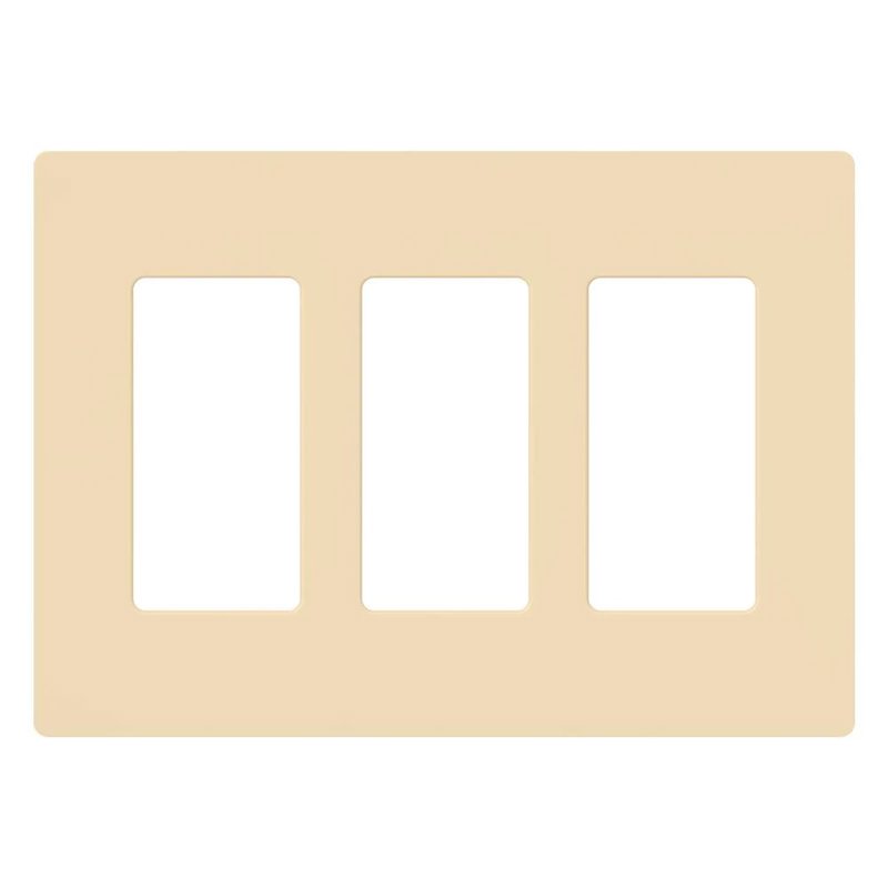 Lutron CW-3-IV Claro 3 Gang Wall Plate for Decorator / Designer Paddle Switches and Dimmers, Gloss Finish, Ivory