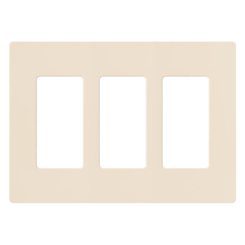Lutron CW-3-LA Claro 3 Gang Wall Plate for Decorator / Designer Paddle Switches and Dimmers, Gloss Finish, Light Almond