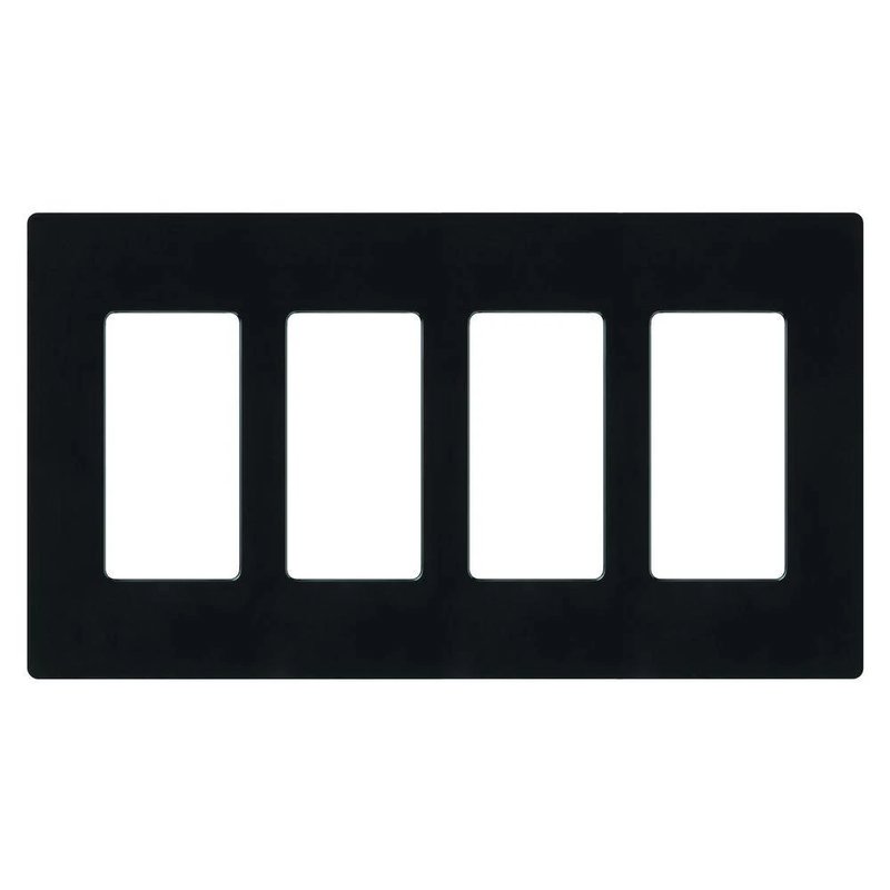 Lutron CW-4-BL Claro 4 Gang Wall Plate for Decorator / Designer Paddle Switches and Dimmers, Gloss Finish, Black