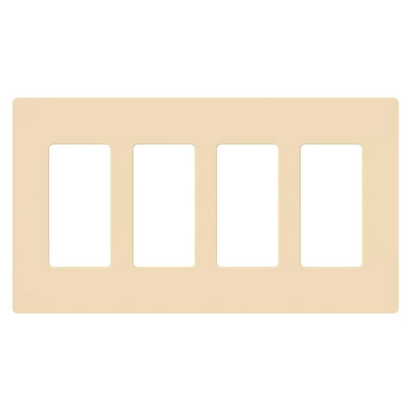 Lutron CW-4-IV Claro 4 Gang Wall Plate for Decorator / Designer Paddle Switches and Dimmers, Gloss Finish, Ivory