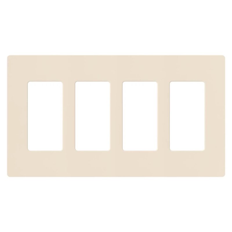 Lutron CW-4-LA Claro 4 Gang Wall Plate for Decorator / Designer Paddle Switches and Dimmers, Gloss Finish, Light Almond