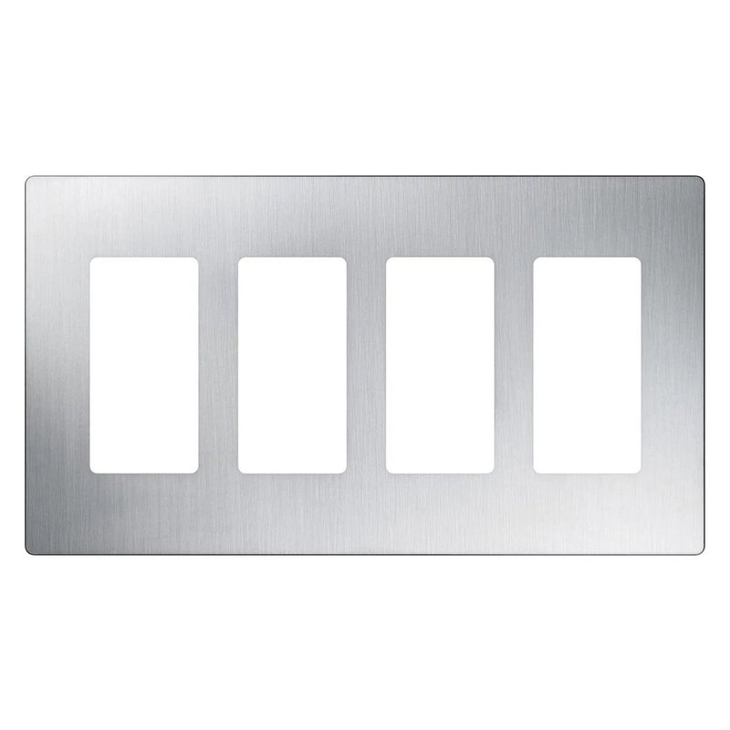 Lutron CW-4-SS Claro 4 Gang Wall Plate for Decorator / Designer Paddle Switches and Dimmers, Gloss Finish, Stainless Steel