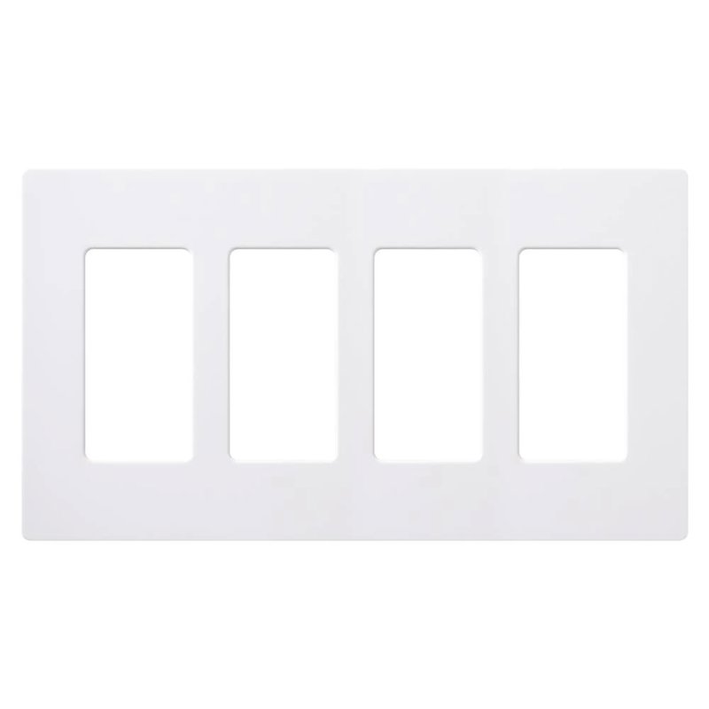 Lutron CW-4-WH Claro 4 Gang Wall Plate for Decorator / Designer Paddle Switches and Dimmers, Gloss Finish, White