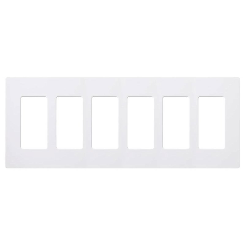 Lutron CW-6-WH Claro 6 Gang Wall Plate for Decorator / Designer Paddle Switches and Dimmers, Gloss Finish, White