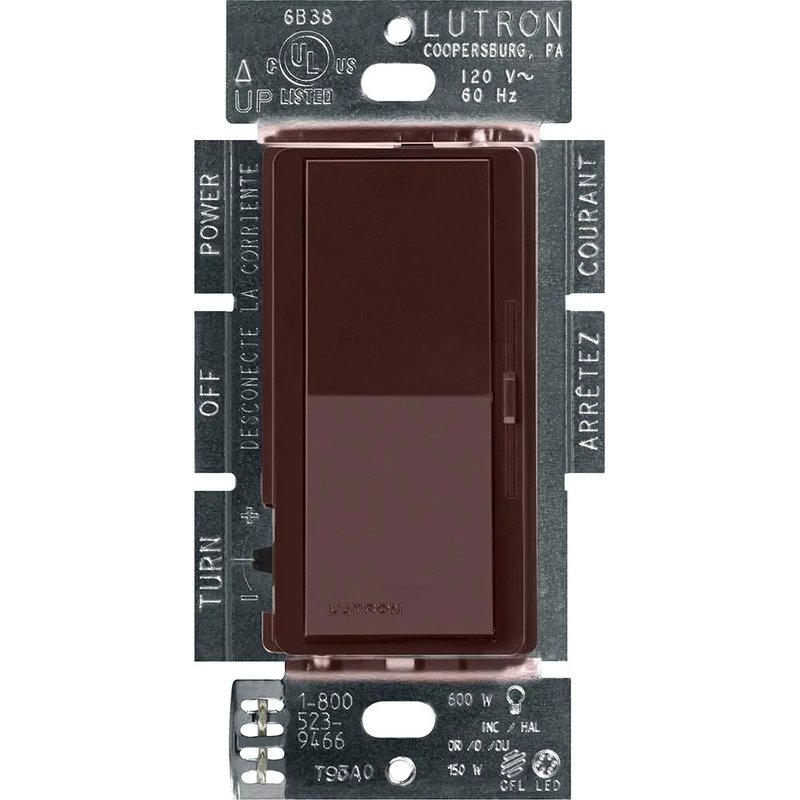 Lutron DVCL-153P-BR Diva LED+ Dimmer Switch, 150W LED, Single Pole / 3-Way, No Neutral Required, 120V, Brown