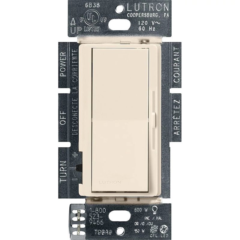 Lutron DVCL-153P-LA Diva LED+ Dimmer Switch, 150W LED, Single Pole / 3-Way, No Neutral Required, 120V, Light Almond