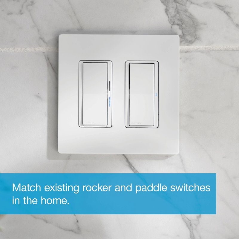 Thumbnail 4 for Lutron DVRF-5NS-WH Claro Smart Switch for Caseta, 5A LED or 3A Fan, On / Off Paddle Switch, Single-Pole /  3-Way, Neutral Required, 120V, White