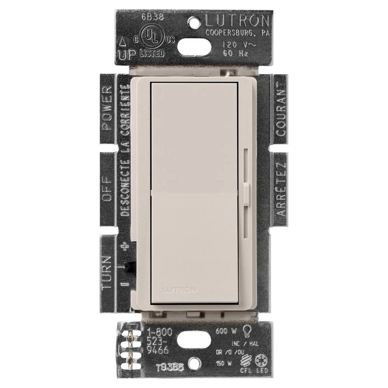 Lutron DVSCCL-153P-TP Diva LED+ Dimmer Switch, 150W LED, Single Pole / 3-Way, No Neutral Required, 120V, Taupe