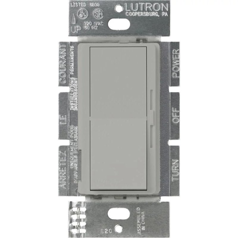 Lutron DVSTV-GR Diva 0-10V Dimmer Switch, 8A, 50mA Sink, Single-Pole / 3-Way, No Neutral Required, 120V, Gray