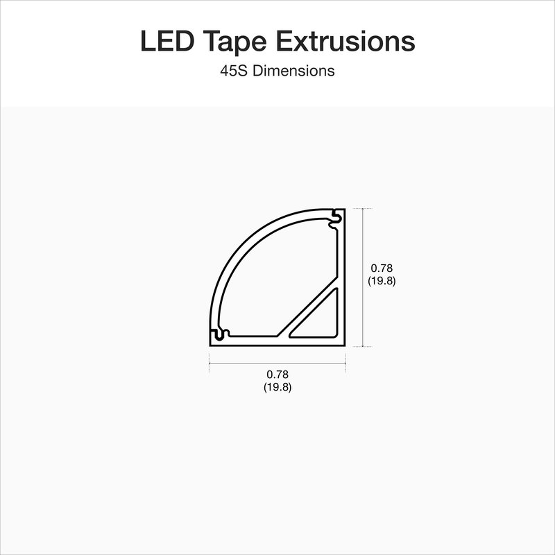 Thumbnail 3 for Lutron LU-45S-K LED Tape Light Angled Extrusion Bundle, Surface-Mount, 8FT, Aluminum Channel, Frosted Lens, Accessories Included