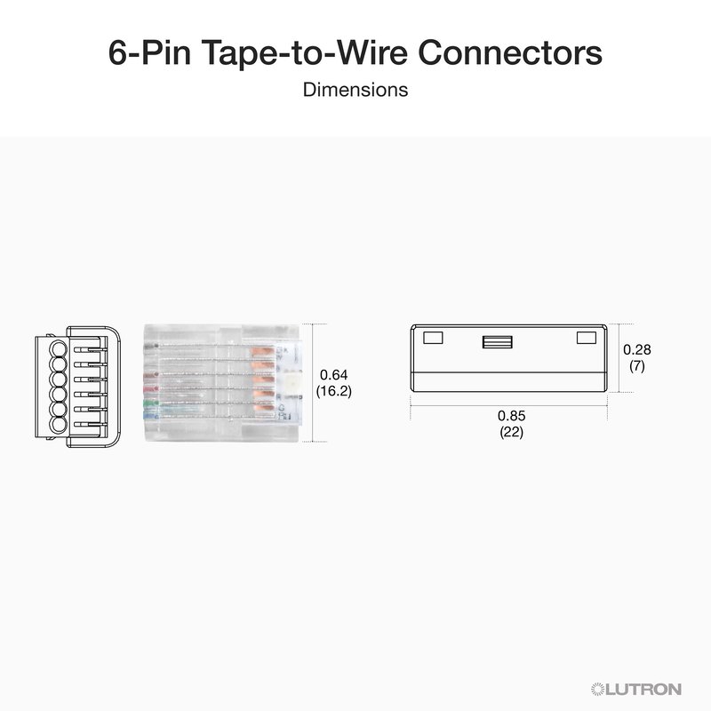 Thumbnail 3 for Lutron LU-CK1-6W 6-Pin Wire / Tape Connectors for Lumaris RGB + Tunable White LED Tape Light, Wireless Clear Connect Type X