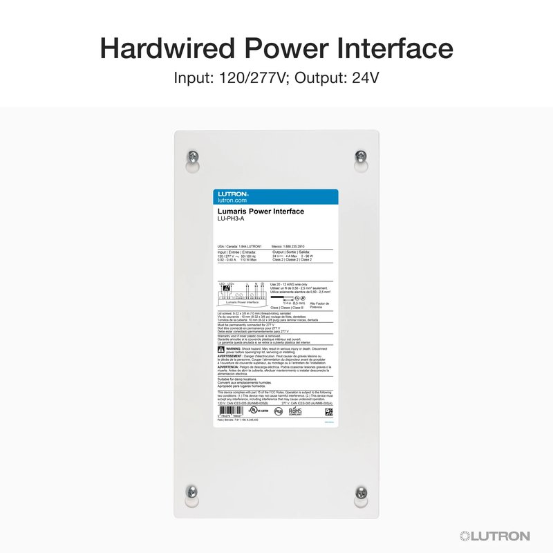 Thumbnail 2 for Lutron LU-PH3-A Hardwired Power Interface for Lumaris Tunable White Tape Light, 120 / 277V Input, 24V Output, Powers Up to 3 Wireless Controllers