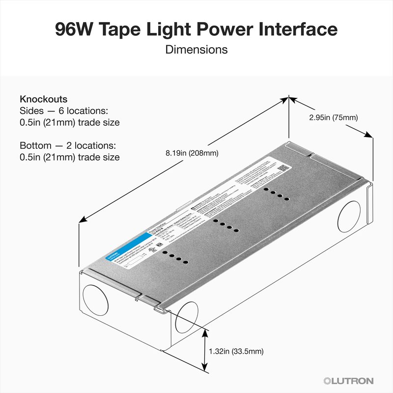 Thumbnail 3 for Lutron LU-PH3-B 96W Hardwired Power Interface with Flying Leads, works with Lumaris RGB + Tunable White LED Tape Light, 120 / 277V Input, 24V Output
