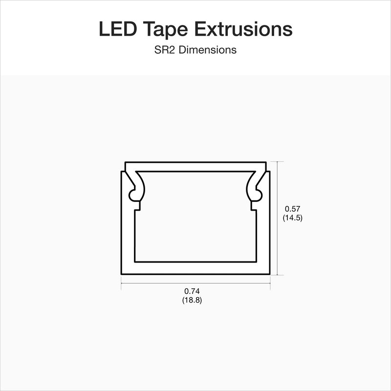 Thumbnail 3 for Lutron LU-SR2-K LED Tape Light Classic Rectangular Extrusion Bundle, Surface-Mount, 8FT, Aluminum Channel, Frosted Lens, Accessories Included