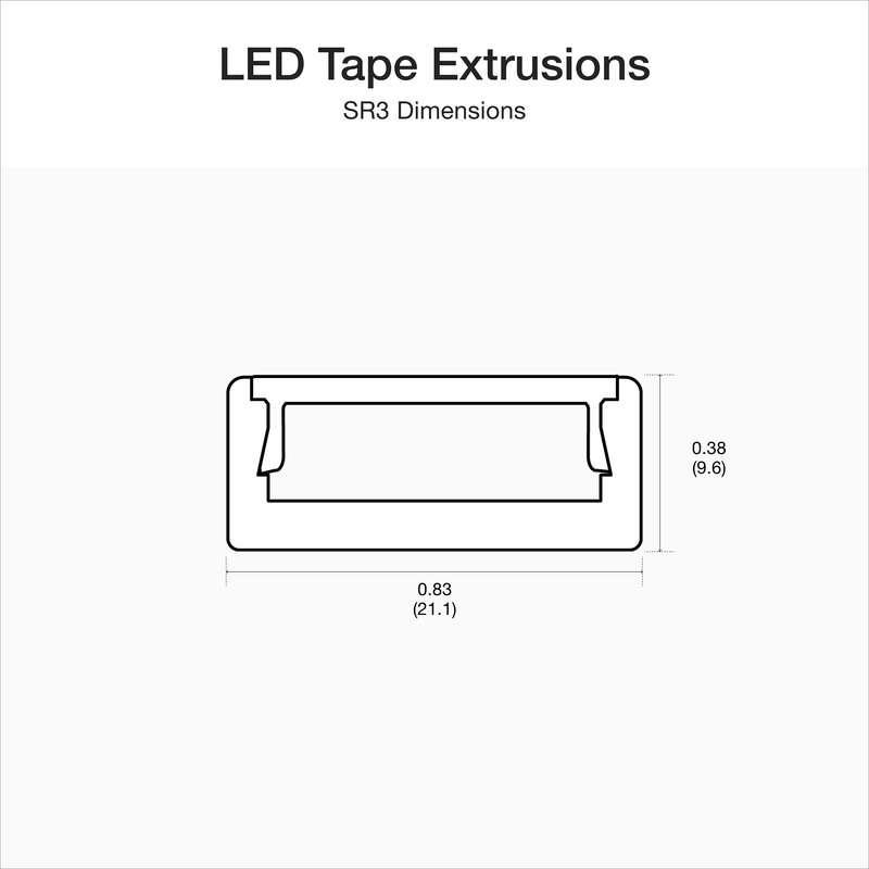 Thumbnail 3 for Lutron LU-SR3-K LED Tape Light Rectangular Slim Extrusion Bundle, Surface-Mount, 8FT, Aluminum Channel, Frosted Lens, Accessories Included