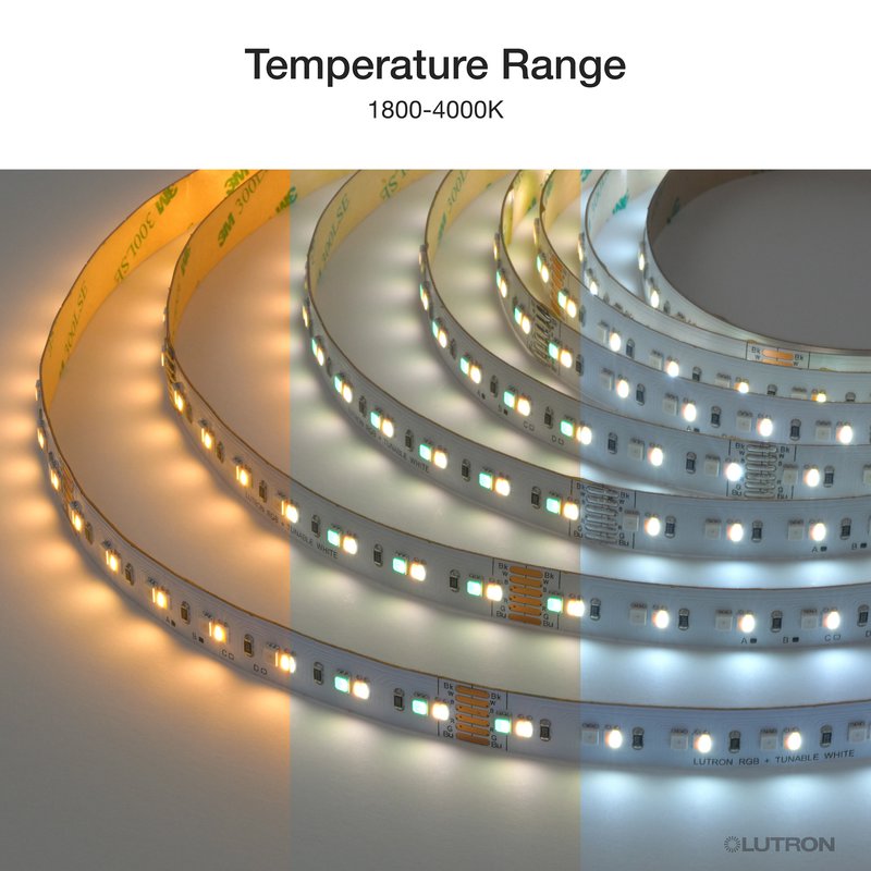 Thumbnail 2 for Lutron LU-T05-RT-IN Lumaris RGB+ Tunable White LED Tape Light, 5-Channel RGB and CCT: 1800-4000K, 16.4' (5m) reel, 0.1% Dim