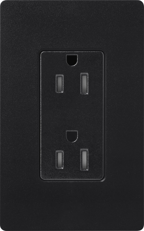 Thumbnail 2 for Lutron SCRS-15-TR-MN Claro 15A Tamper-Resistant Duplex Receptacle, Decorator-Style Outlet, Satin Finish, Midnight