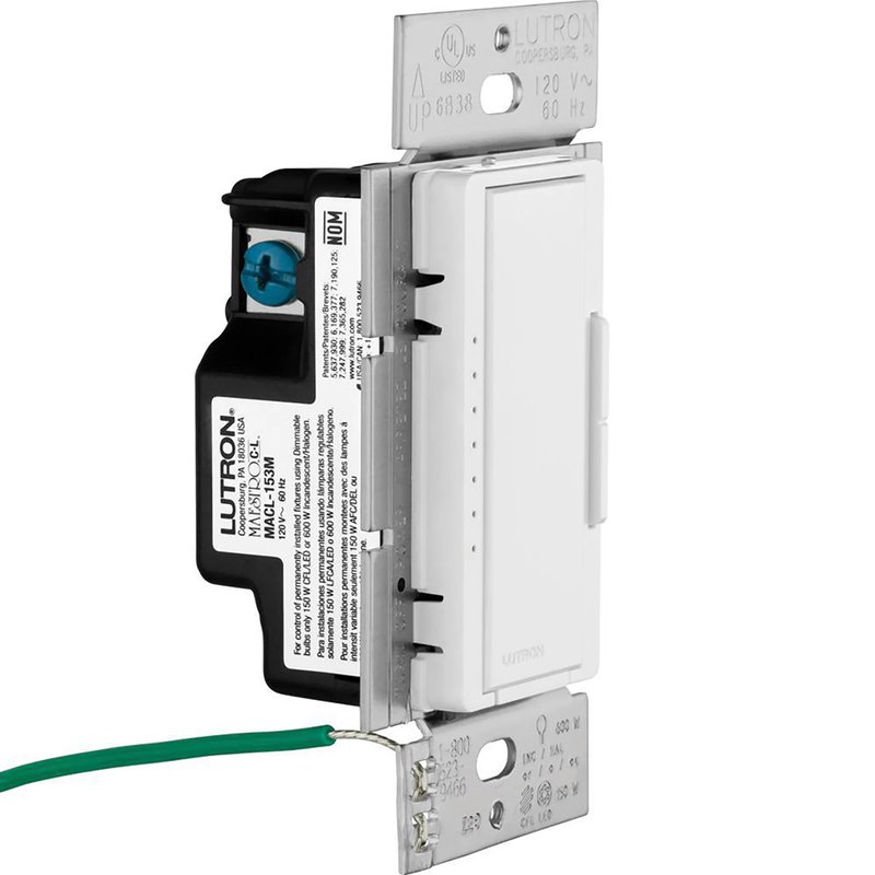 Thumbnail 4 for Lutron MACL-153M-WH Maestro LED+ Dimmer Switch, 150W LED, Single Pole / Multi-Location, No Neutral Required, 120V, White
