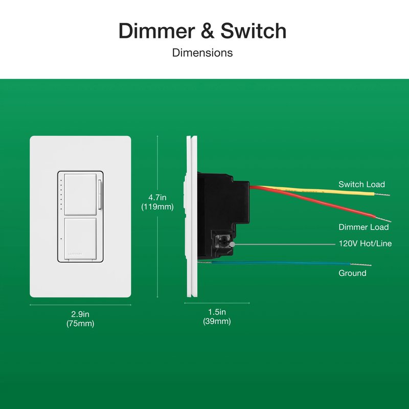 Thumbnail 3 for Lutron MACL-L3S25-WH Maestro LED+ Dual Dimmer and Switch, 75W LED Bulbs, Single Pole, White