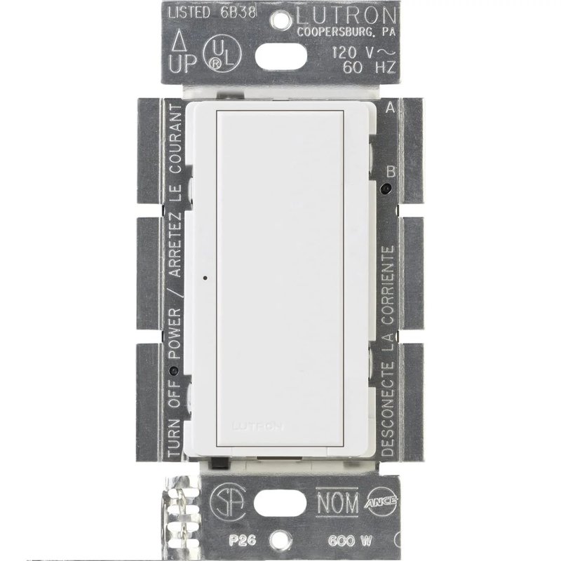 Lutron MA-S8AM-WH Maestro 8A Electronic Switch, Neutral Required, 950W Lighting / 3A Fan, 120V, Single Pole / 3-Way, MA-S8AM-XX / MSC-S8AM-WH, White