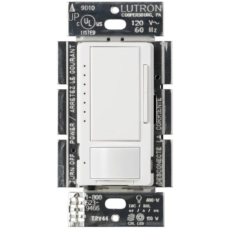 Lutron MSCL-OP153MH-WH Maestro LED+ Motion Sensor Dimmer Switch, 150W LED, 120V, Single Pole / Multi-Location, White