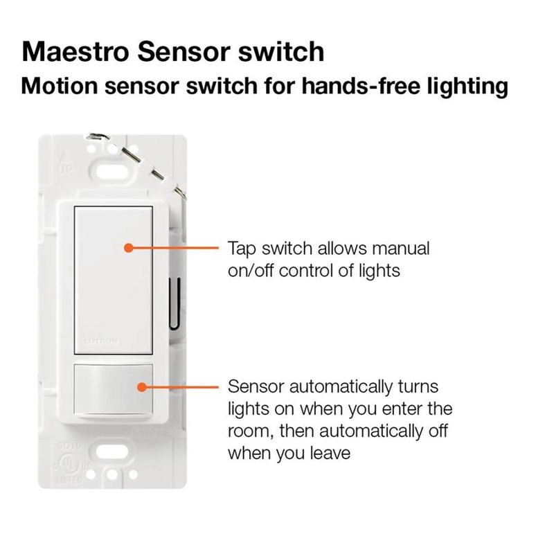 Thumbnail 4 for Lutron MS-OPS5M-IV Maestro Motion Sensor Switch, 5A Light / 3A Fan, 120V, Single / Multi-Location, Ground or Neutral Required, Ivory