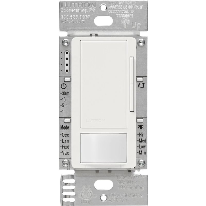 Lutron MS-Z101-WH Maestro 0-10V Motion Sensor / Dimmer Switch, 8A, Neutral Optional, 120-277V, Single Pole / Multi-Location, White
