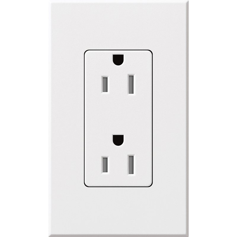 Lutron NTR-15-TR-WH Architectural 15A Tamper-Resistant Duplex Receptacle, Wall Plate Included, Matte Finish, White