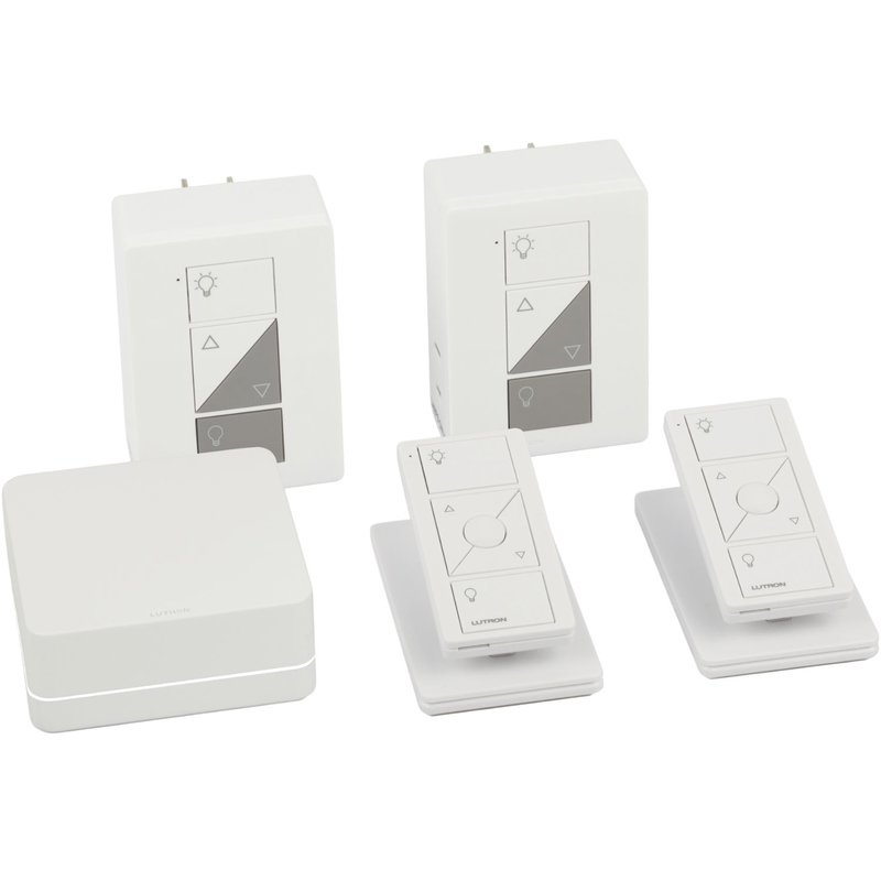 Lutron P-BDG-PKG2P Caseta 2-Pack Smart Lamp Dimmer Kit: Includes Smart Hub, 2 Plug-In Lamp Dimmers, 2 Pico Remotes, and 2 Pedestals, White