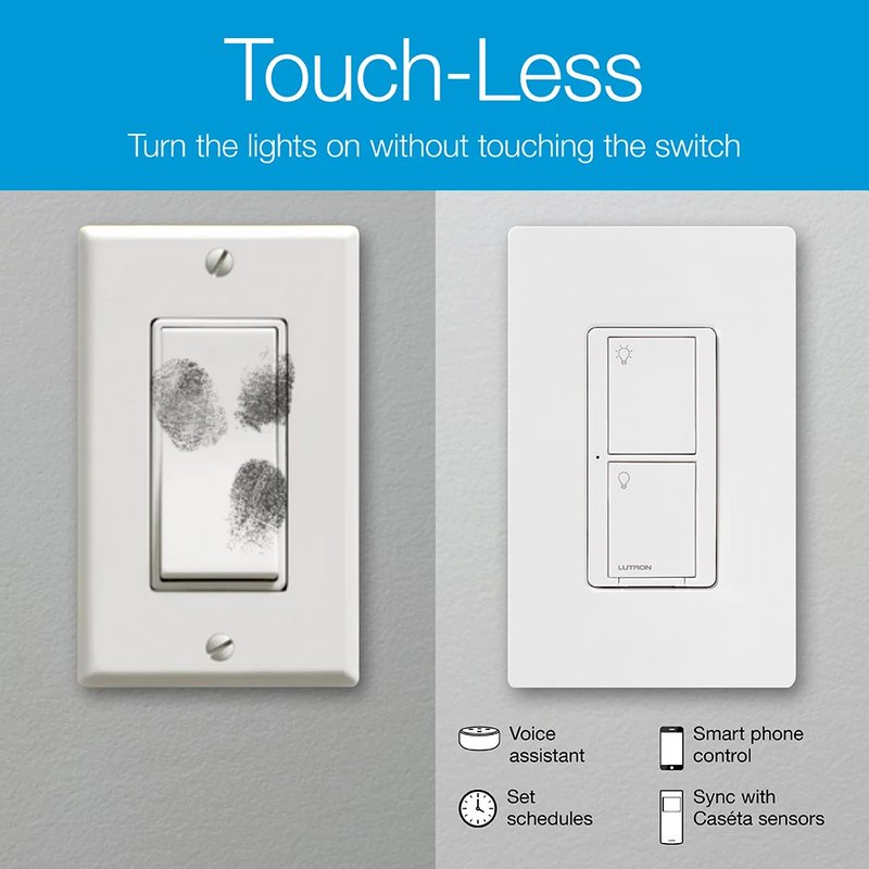 Thumbnail 4 for Lutron P-BDG-PKG2WS-WH Caseta Smart Switch Kit: Includes Smart Hub, 2 Original 6A In-Wall Switches, Pico Remotes, and More, Neutral Required, White