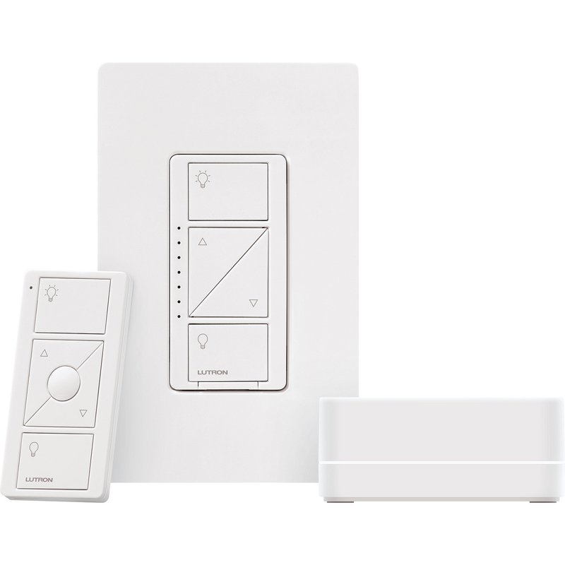 Lutron P-BDG-PKG1W Caseta Smart Dimmer Switch Kit: Includes Smart Hub, Original In-Wall Dimmer Switch, Pico Remote, and Wall Plate, White