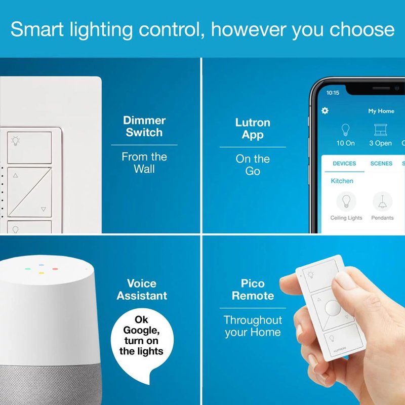 Thumbnail 4 for Lutron P-BDG-PKG1W Caseta Smart Dimmer Switch Kit: Includes Smart Hub, Original In-Wall Dimmer Switch, Pico Remote, and Wall Plate, White