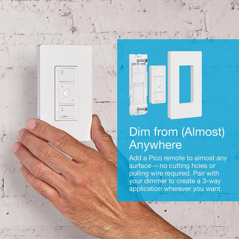 Thumbnail 4 for Lutron PD-10NXD-LA Caseta Original In-Wall Smart Dimmer Switch PRO, Neutral Optional, 250W LED or 1000VA, MLV, 120V, Single-Pole / 3-Way, Light Almond