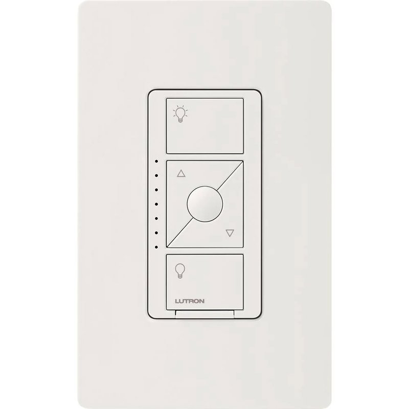 Thumbnail 2 for Lutron PD-5NE-WH Caseta Original Smart Dimmer Switch for ELV+ Lighting, Phase Selectable, 250W LED / 400VA MLV / 500W ELV, Neutral Required, 120V, White