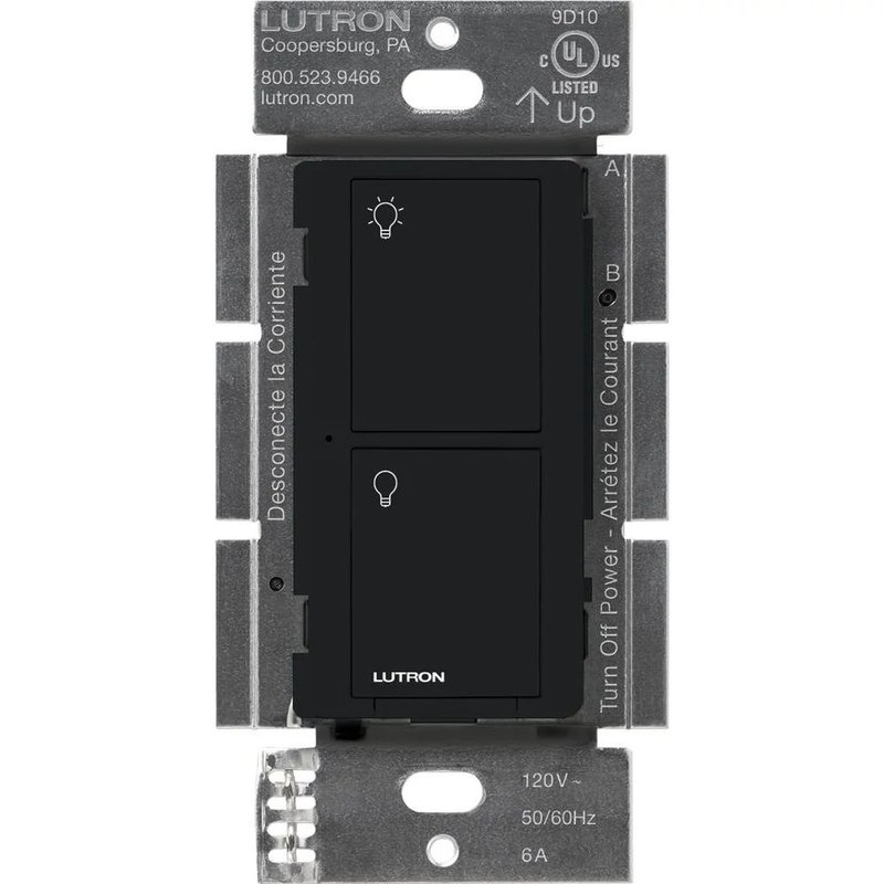 Lutron PD-6ANS-BL Caseta Original Smart Switch, 6A Light or 3.6A Fan, Neutral Required, 120V, Black